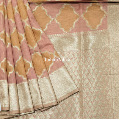 Lavender Orange Zari Woven Banarasi Tissue Saree