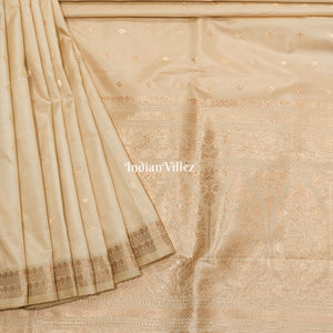Cream Color Banarasi Katan Silk Saree