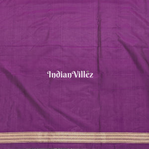 Purple Designer Banarasi Katan Silk Saree with Silver Zari Work