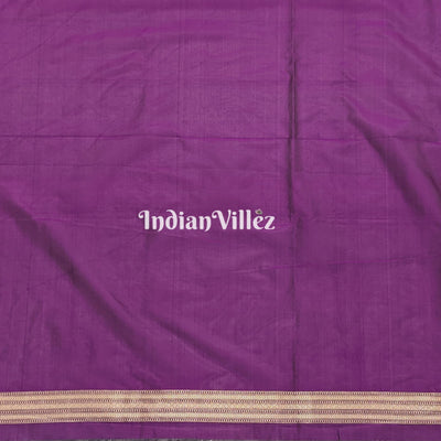 Purple Designer Banarasi Katan Silk Saree with Silver Zari Work