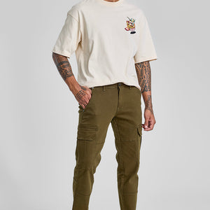 Olive Slim Fit Cargo Jeans