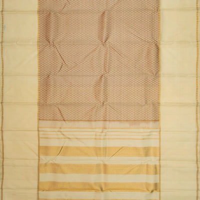 Taupe Handloom Kanchipuram Payadi Silk Saree With Cream Border