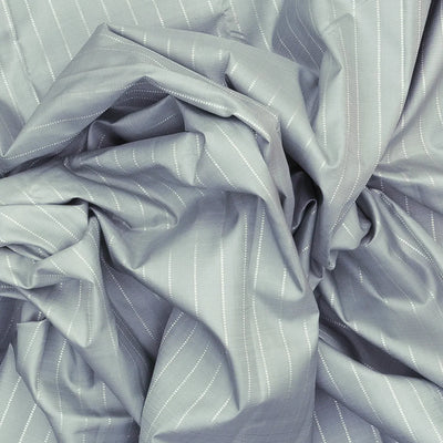 Grey Handloom Kanchipuram Silk Saree With Dotted Stripes