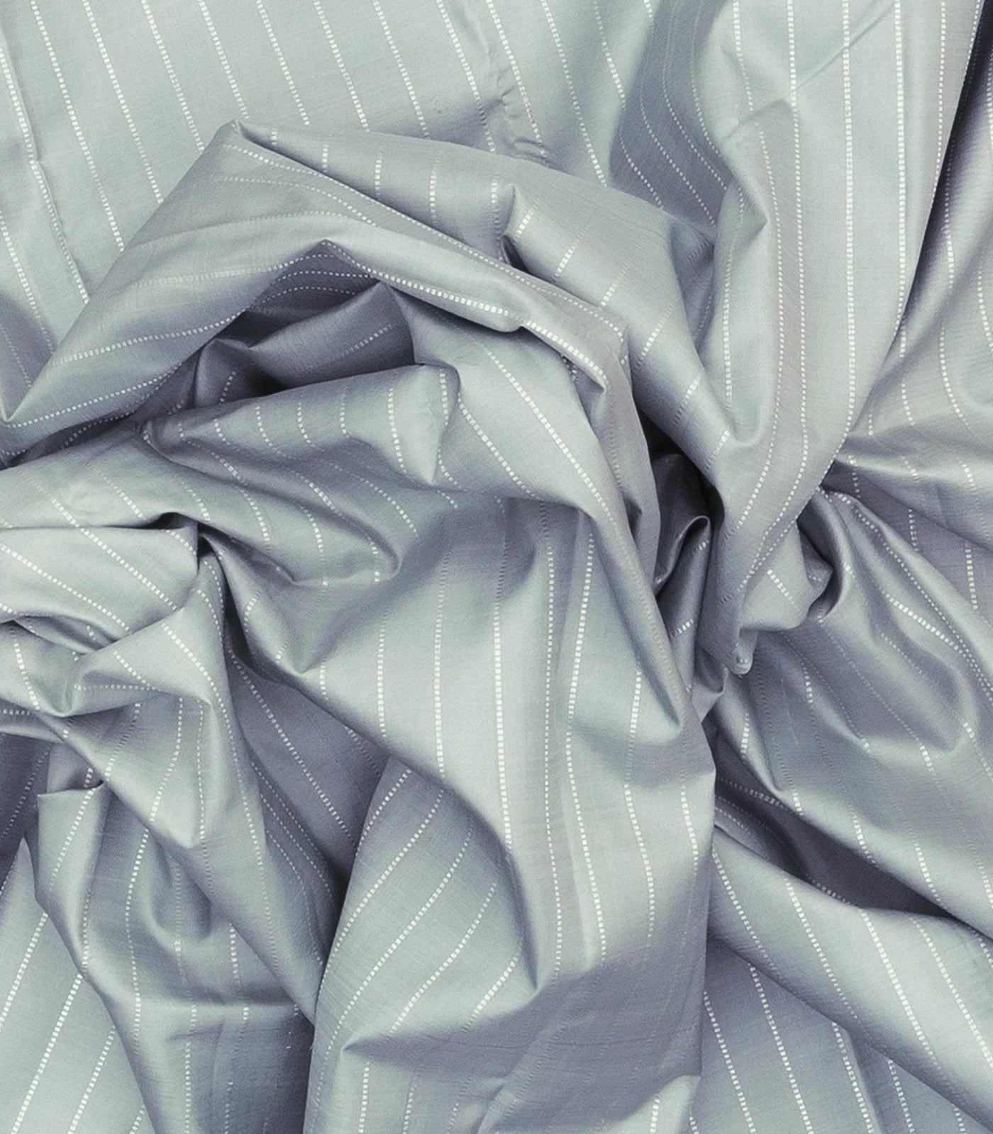 Grey Handloom Kanchipuram Silk Saree With Dotted Stripes