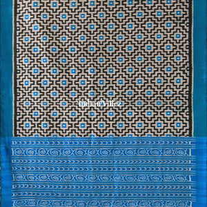 Peacock Blue with Black Pasapali Contemporary Silk Saree