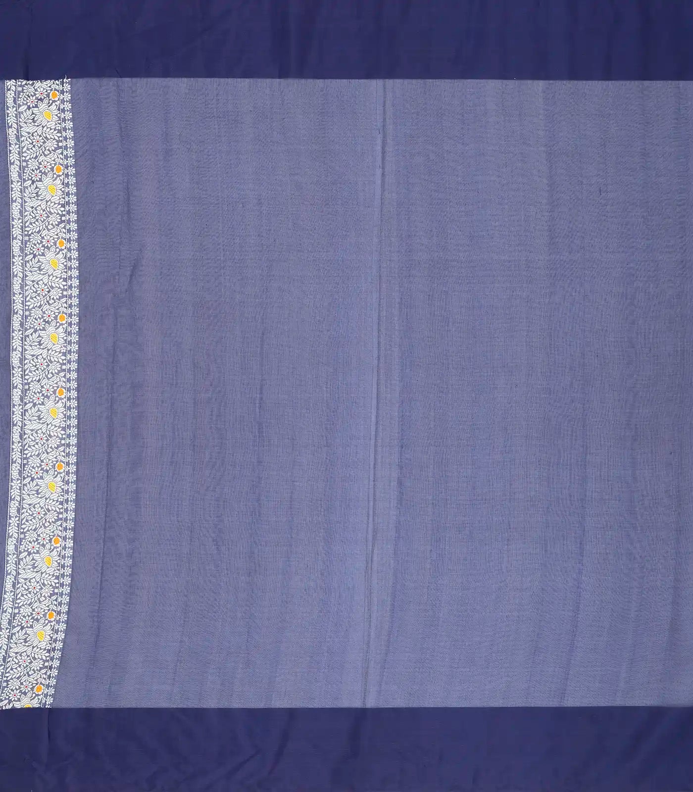 Navy Blue Handloom Banarasi Silk Saree With Meena Floral Buttas