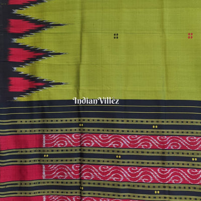 Olive Green Odisha Handloom Khandua Silk Saree