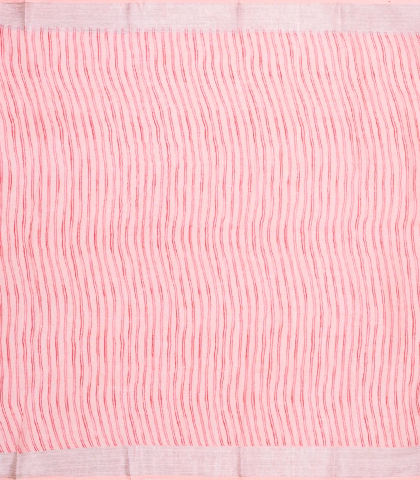 Bubblegum Pink Handloom Linen Saree With Printed Red Floral Motifs