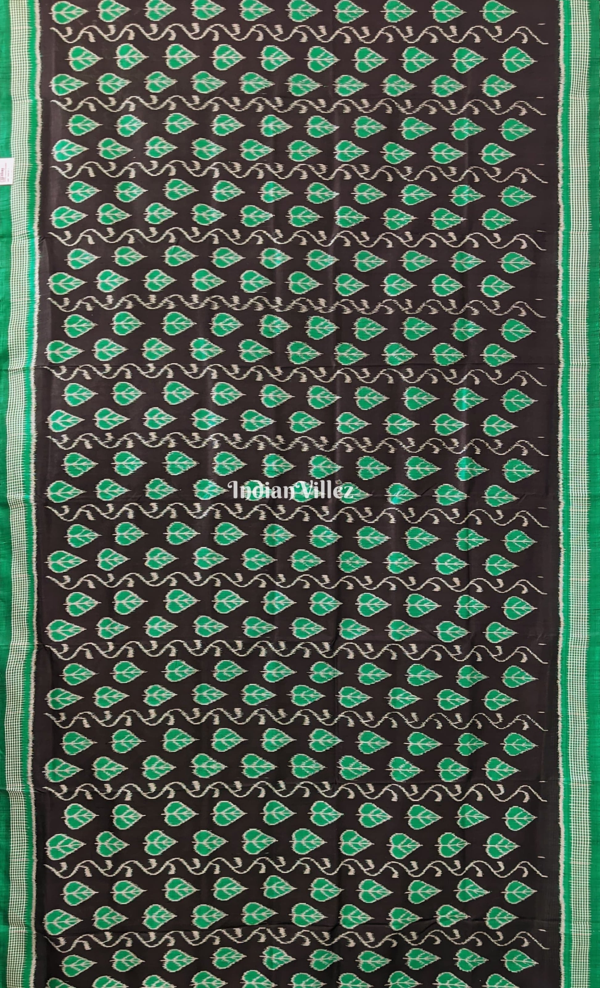 Black With Green Odisha Ikat Contemporary Silk Saree