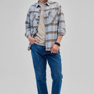 Light Blue Double Pocket Flannel Overshirt