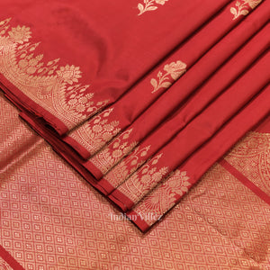 Red Designer Pure Banarasi Katan Silk Saree