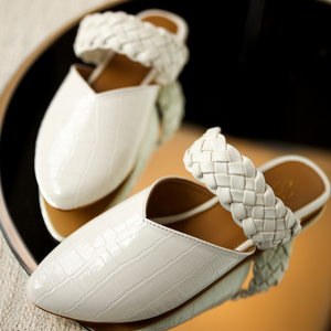 Bright White Braided Mules