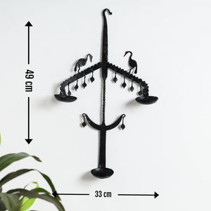 Bastar Tribal Wrought Iron 3 Diya / Candle Stand