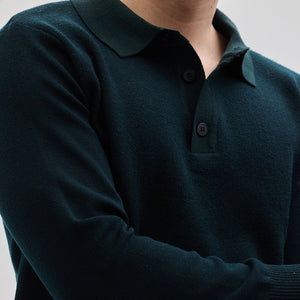 Dark Green Knitted Polo Sweater