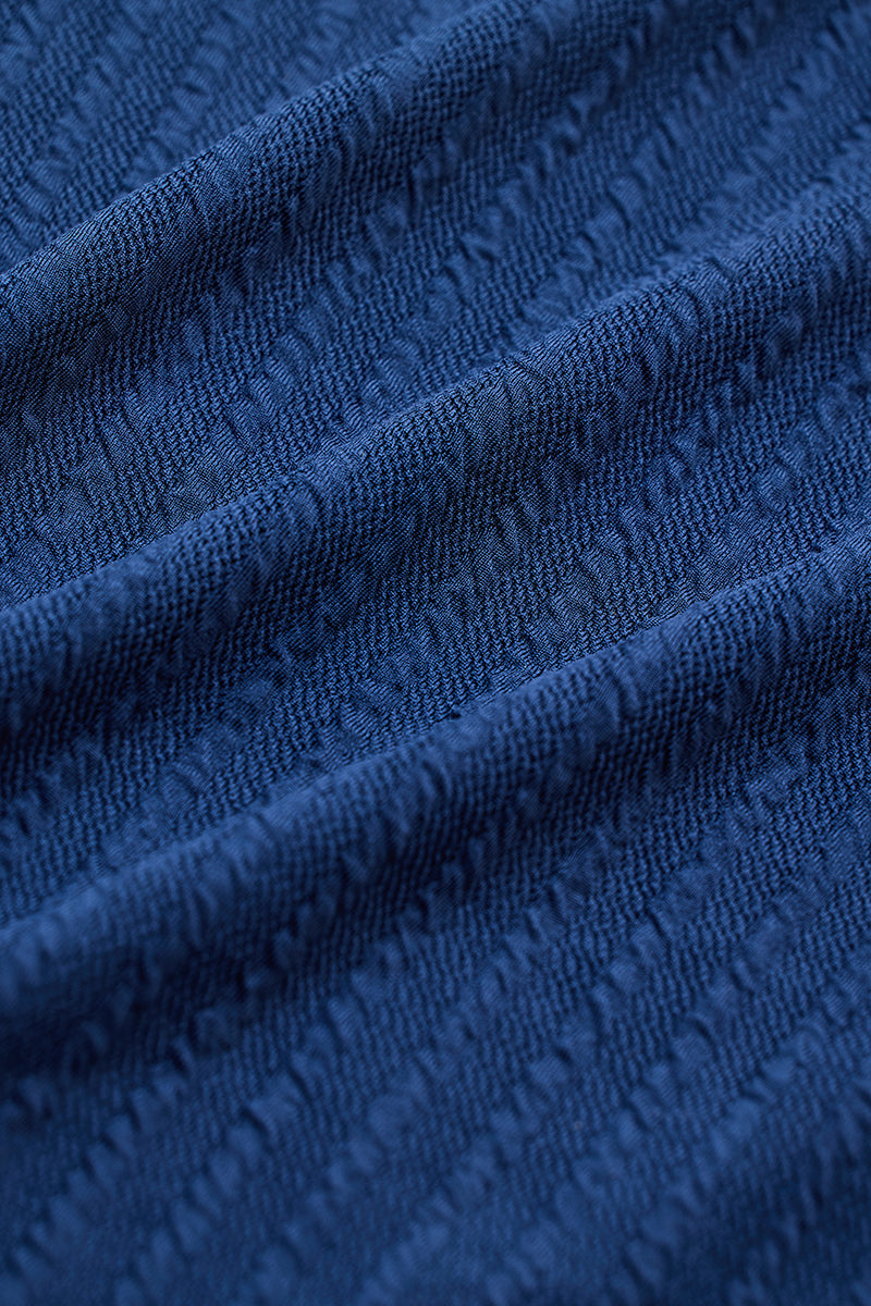 Dark Blue Textured Cuban T-Shirt