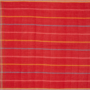 Red Handloom Bhujodi Cotton Saree With Checks