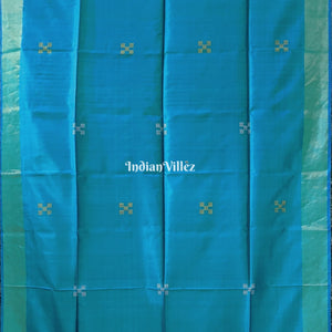 Teal Green with Purple Handwoven Soft Silk Saree