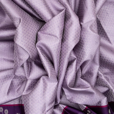 Lavender Handloom Kanchipuram Korvai Silk Saree With Geometric Motifs
