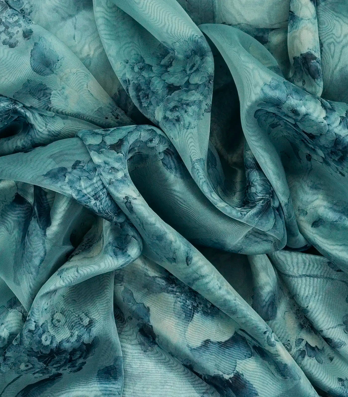 Turquoise Woven Organza Printed Saree With Embroidered Border