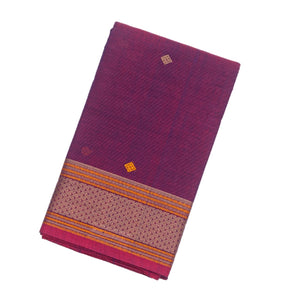 Magenta Handloom Kanchi Cotton Saree With Diamond Motifs