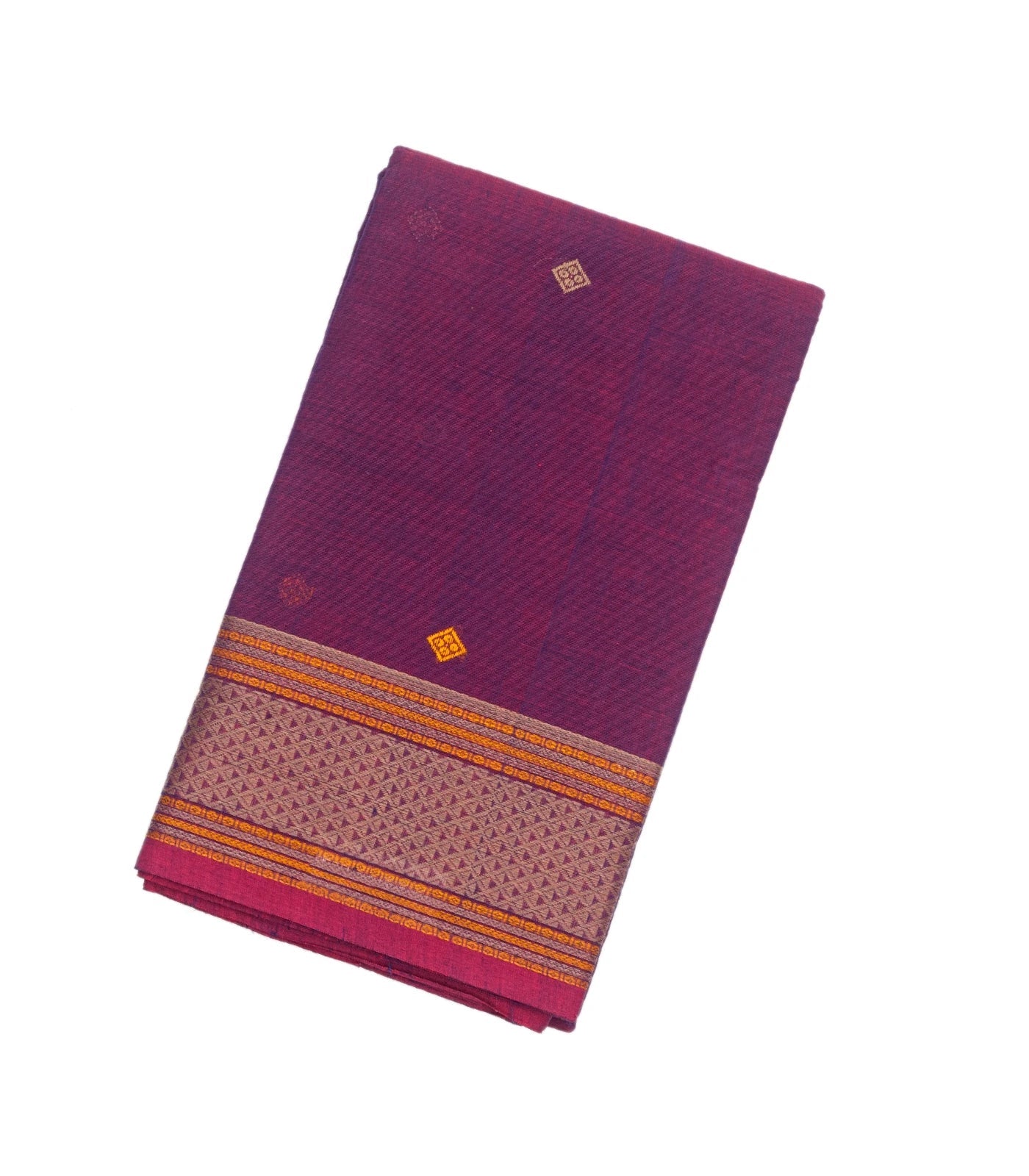 Magenta Handloom Kanchi Cotton Saree With Diamond Motifs