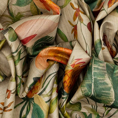 Taupe Handloom Tussar Silk Saree With Printed Bird Motifs-Taupe