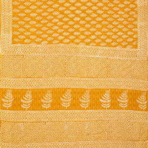 Mustard Woven Jaipur Cotton Saree Printed With Floral  Motifs