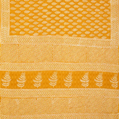 Mustard Woven Jaipur Cotton Saree Printed With Floral  Motifs