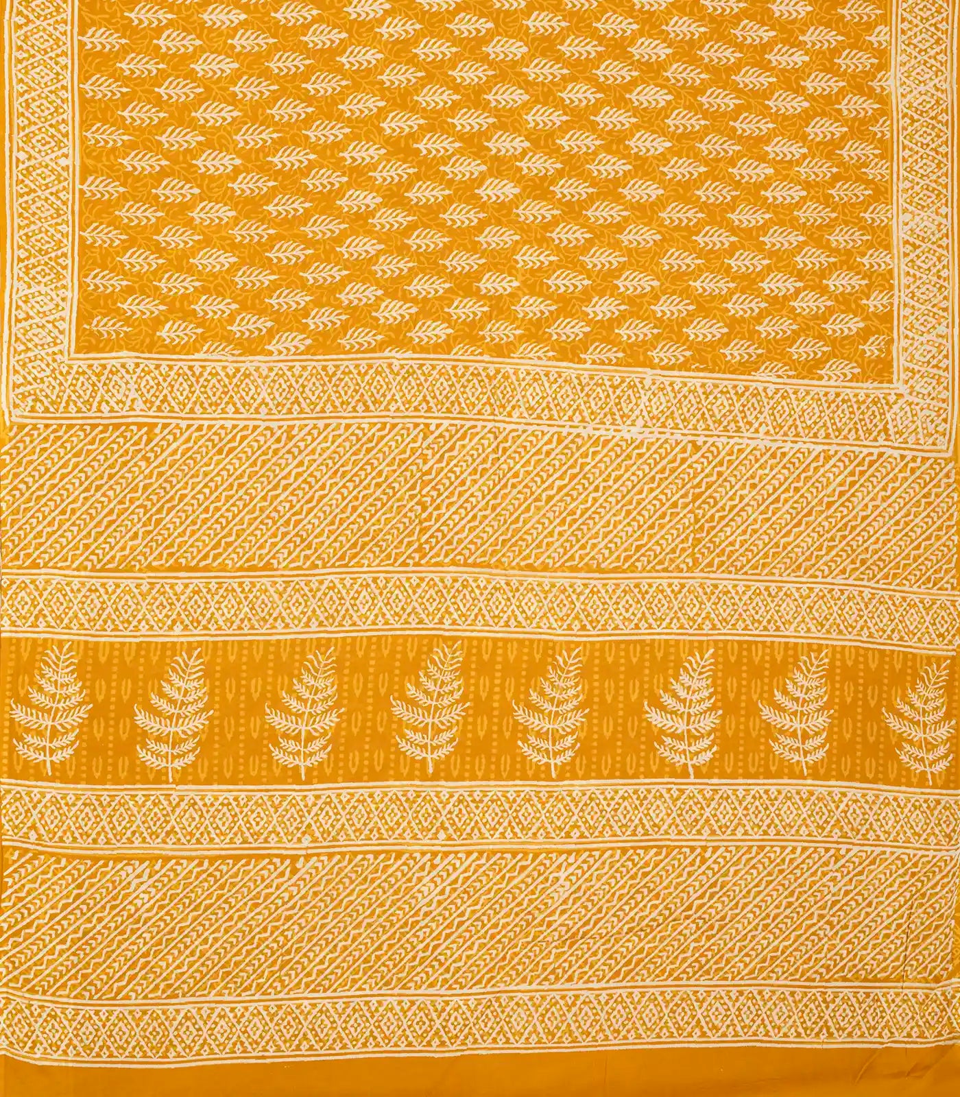 Mustard Woven Jaipur Cotton Saree Printed With Floral  Motifs