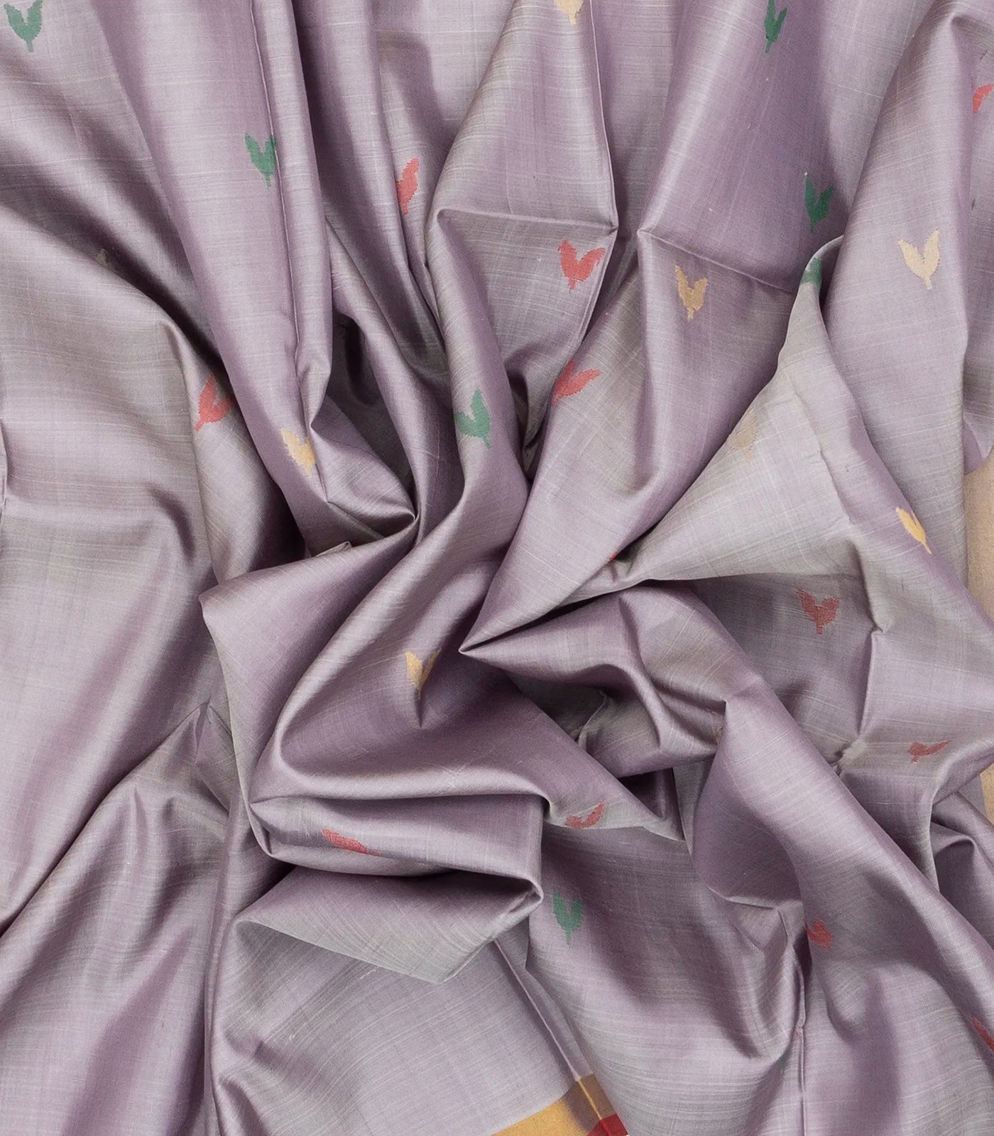 Grey Handloom Uppada Silk Saree With Floral Buttas