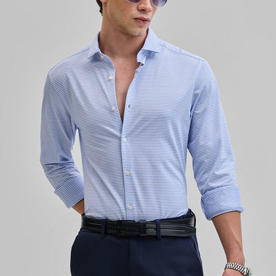 Light Blue Stripes Stretch Shirt