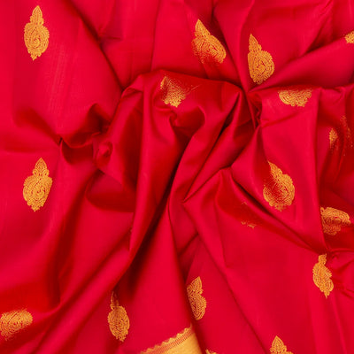 Crimson Handloom Kanchipuram Silk Saree With Annam Buttas