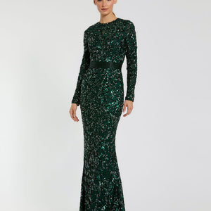Mac Duggal 5453 Long Sleeve Beaded Formal Evening Dress
