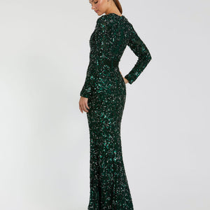 Mac Duggal 5453 Long Sleeve Beaded Formal Evening Dress