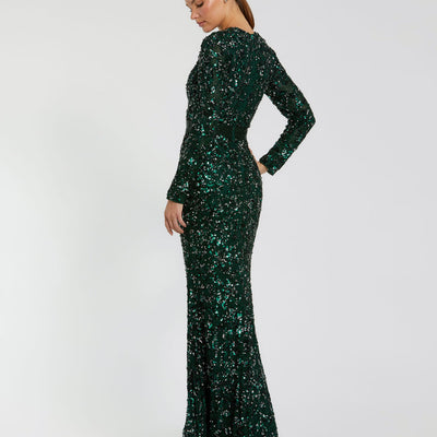 Mac Duggal 5453 Long Sleeve Beaded Formal Evening Dress