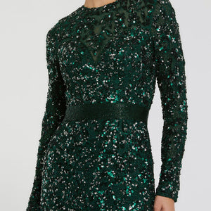 Mac Duggal 5453 Long Sleeve Beaded Formal Evening Dress
