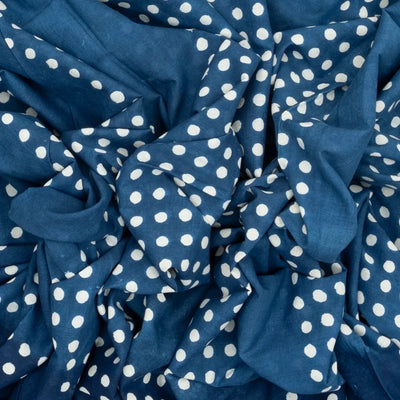 Indigo Jaipur Cotton Saree With With small printed polka dots across the saree