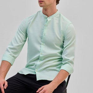 Mint Mandarin Slim Fit Shirt
