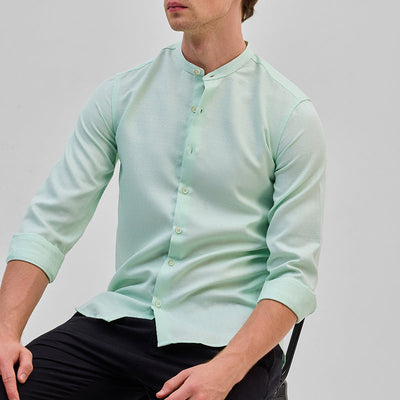 Mint Mandarin Slim Fit Shirt