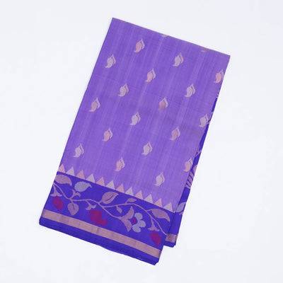 Lavender Handloom Uppada Silk Saree With Floral Zari Buttas