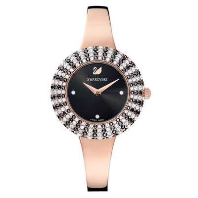 Swarovski Crystal Rose Black Dial with Rose Gold Watch for Women