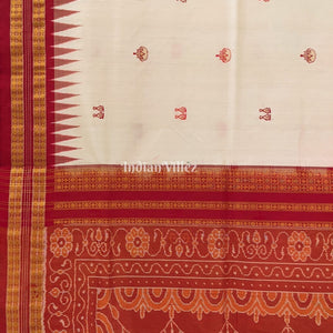 Cream Red Mahalaxmi Mantra Tissue Sambalpuri Bomkai Saree