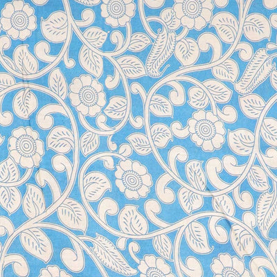 Yellow floral & bird machine-print kalamkari cotton saree, contrast diamond border & kaleidoscopic floral printed pallu