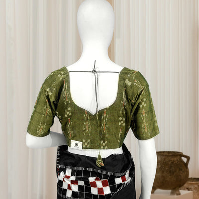 Mehendi Green Odisha Ikat Sambalpuri Cotton Blouse