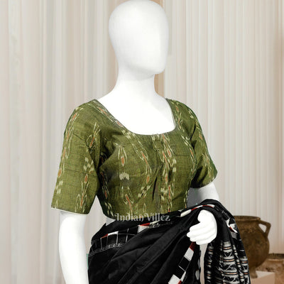 Mehendi Green Odisha Ikat Sambalpuri Cotton Blouse