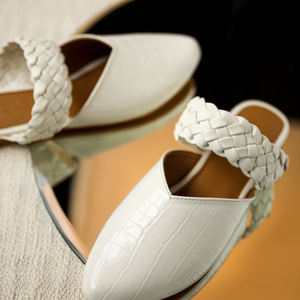 Bright White Braided Mules