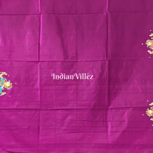 Purple Dandiya Raas Theme Hand-painted Pattachitra Saree