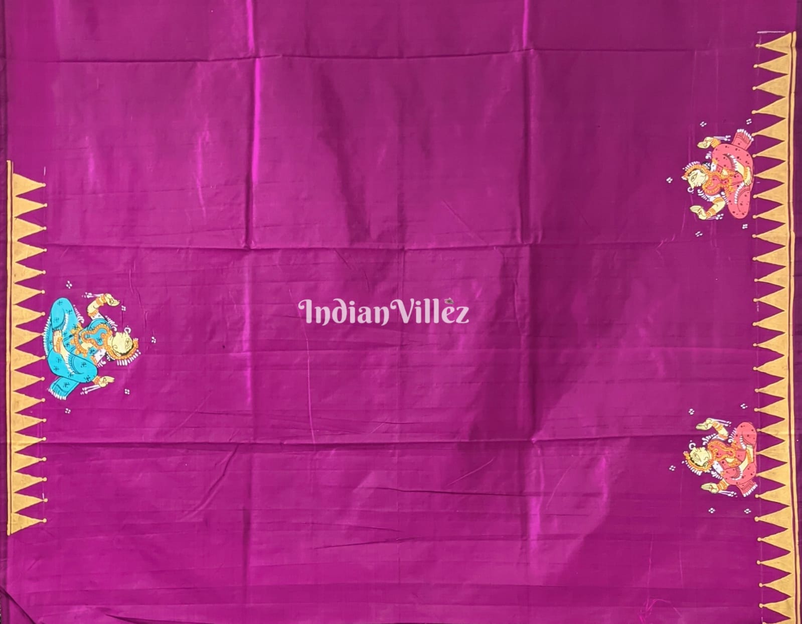 Purple Dandiya Raas Theme Hand-painted Pattachitra Saree