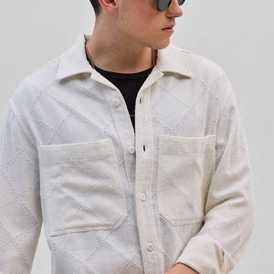 White Geometric Overshirt