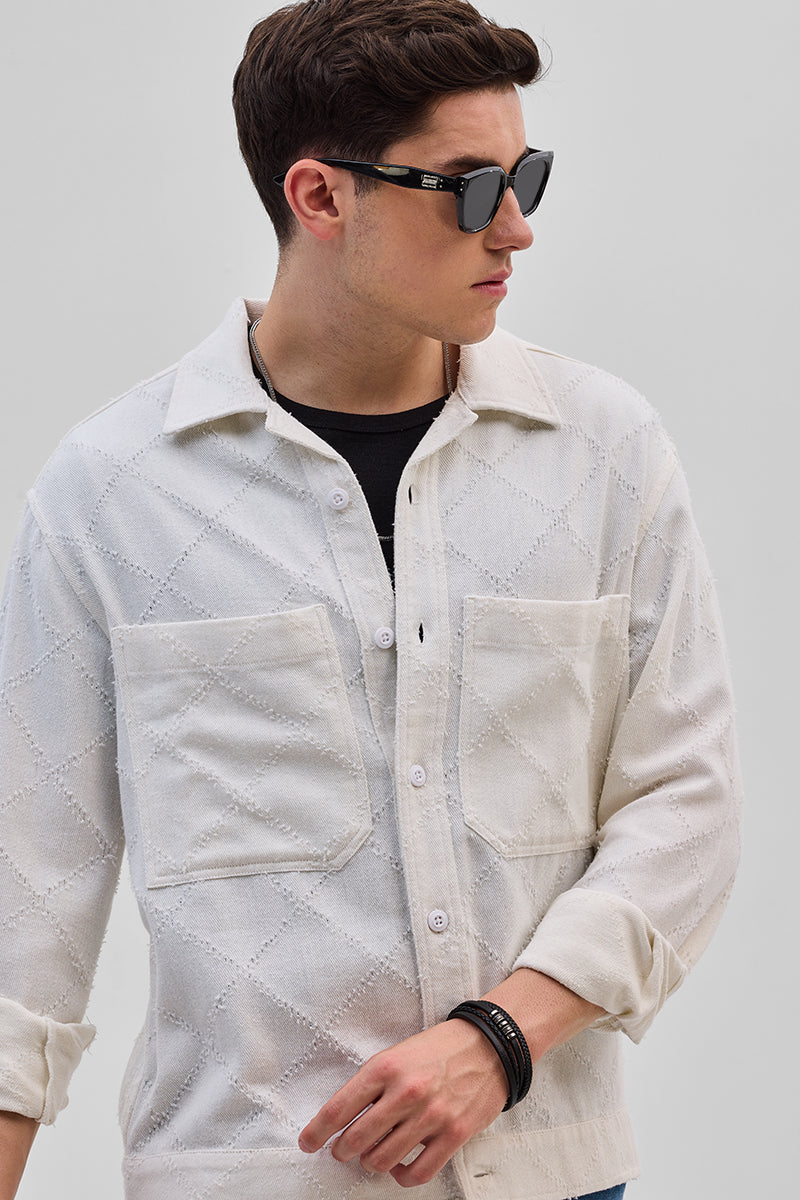 White Geometric Overshirt